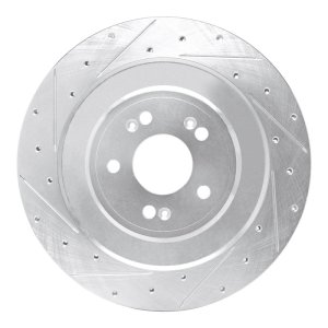 Hyundai Genesis G80 Brake Rotor (1) - Rear Left - R1 Concepts - Drilled & Slotted - Silver - `21-`26